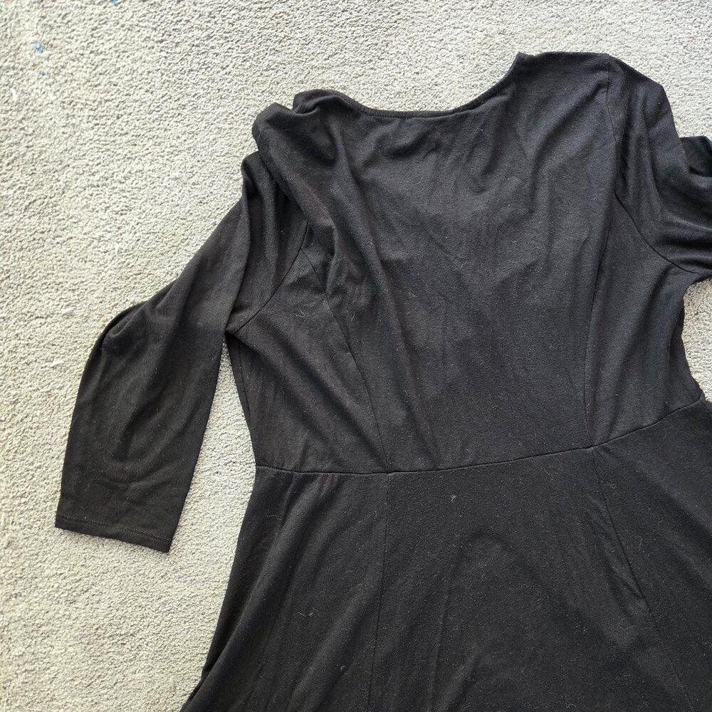 Black Torrid Long Sleeve Dress Size 1 Midi Length Lace Up Front - Picture 12 of 12